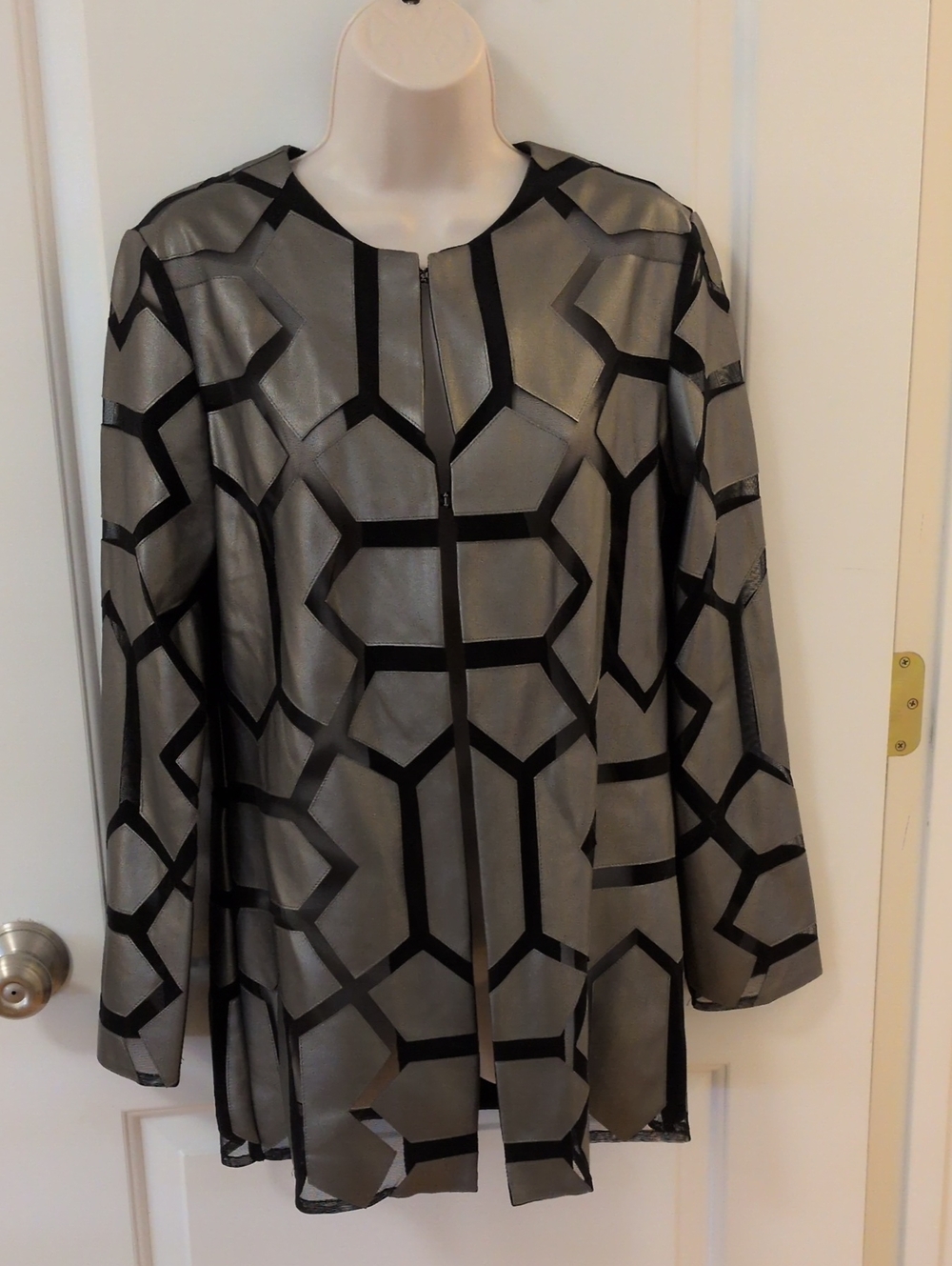 Joseph Ribkofff Laser-cut Leatherette On Mesh Jacket